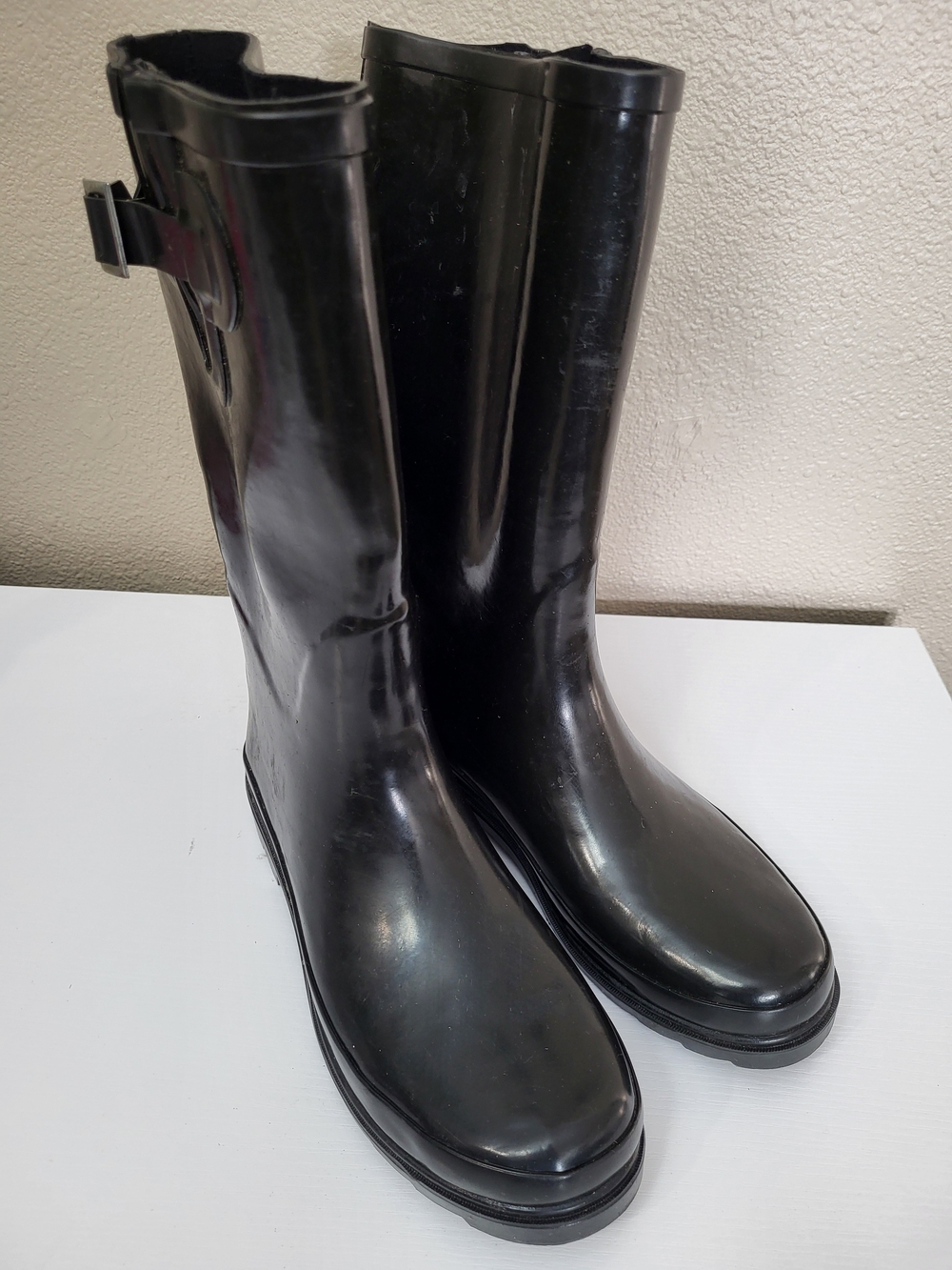 Magellan Outdoor Original Tall Gloss Women's Rain Rubber Boots - Black 8M